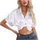 thumbnail image 2 of Fiudx Ofertas de La Semana Blusas y Blusas con Cuello En V de Color Sólido de Manga Corta Casual a La Moda para Mujer, 2 of 7