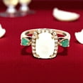 thumbnail image 2 of 14k Solid Rose Gold Opal & Emerald Statement Ring with Moissanite Accents - Dainty Promise Ring, Perfect Wedding & Anniversary Gift for Wife", 2 of 7