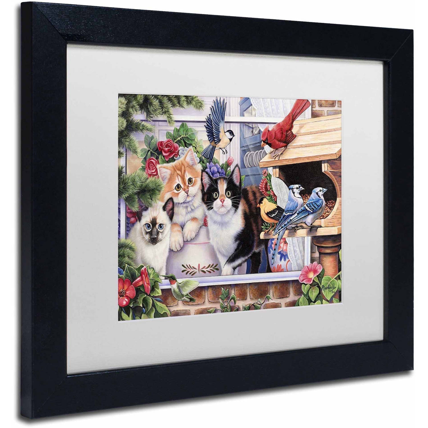 Trademark Fine Art 'Springtime Wonders' Canvas Art by Jenny Newland, White Matte, Black Frame