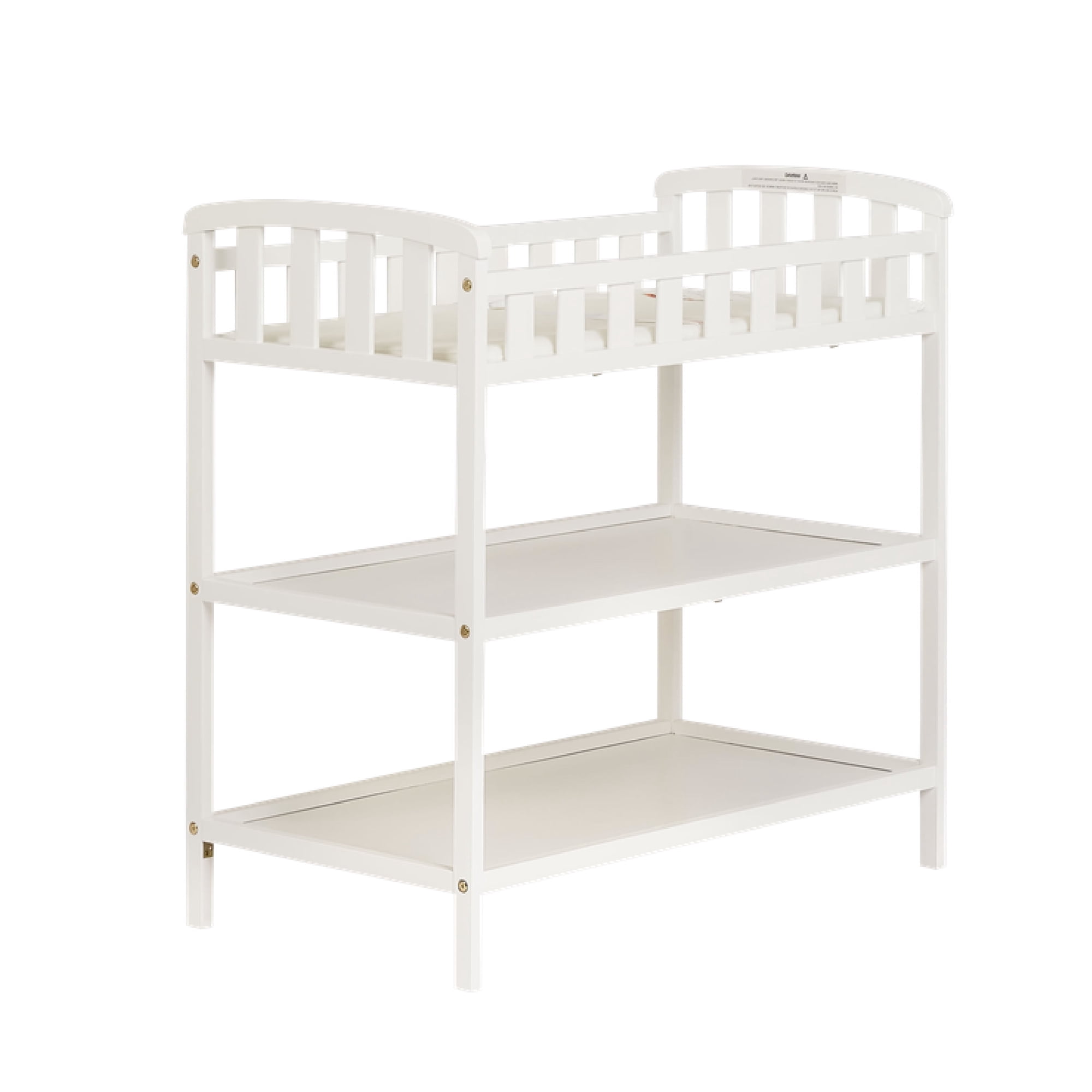 Dream On Me Emily Baby Changing Table with 2 Shelves and Changing Pad, White