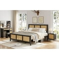 thumbnail image 3 of Full/Queen/King Size Bed Frame with Headboard, Bohemian Rattan Platform Bed Frame with Strong Metal Slats Support, No Box Spring Needed, Noise-Free Design, 3 of 7