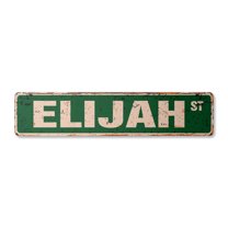 ELIJAH Vintage Aluminum Street Sign Childrens Name Room Metal Sign rustic metal tin | Indoor/Outdoor | 24" Wide