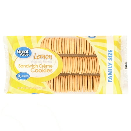 Great Value Lemon Sandwich Crème Cookies Family Size, 25 oz