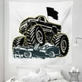 thumbnail image 1 of Monster Truck Tapestry, Rubber Tyre Car Flattening a Vintage Vehicle Graphic Image, Fabric Wall Hanging Decor for Bedroom Living Room Dorm, 5 Sizes, Charcoal Grey Coconut, by Ambesonne, 1 of 1
