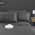 thumbnail image 4 of 6 Piece Luxury Bed Sheet Set - 12 Inch Deep Pocket - 400 Thread Count - 100% Egyptian Cotton - Extra Soft and Luxury - Dark Gray Stripe, Twin XXL Size., 4 of 7