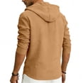 thumbnail image 4 of Maean Mens Cotton Linen Shirts with Hoodie Long Sleeve Button Neck Shirt Fashion Casual Vacation Tops, 4 of 7
