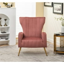 US Pride Furniture Kaleigh 27.56"W Velvet Sofa Chair with Metal Legs, Pink