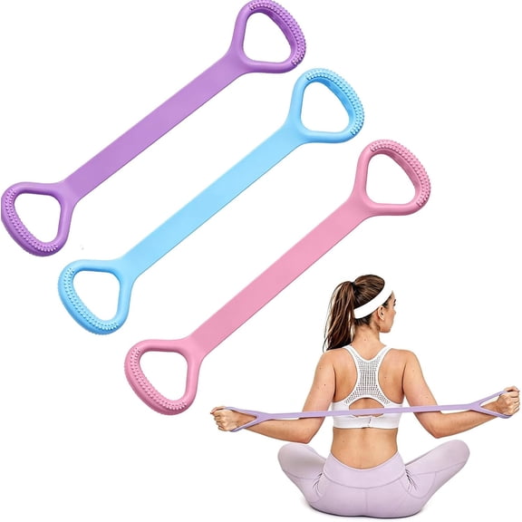 3 Pack Figure 8 Resistance Band Elastic Bands with Handles for Stretching Working Out Arm Back Shoulder Chest Exercise Rope Bands Fitness Equipment for Yoga, Pilates, Physical Therapy