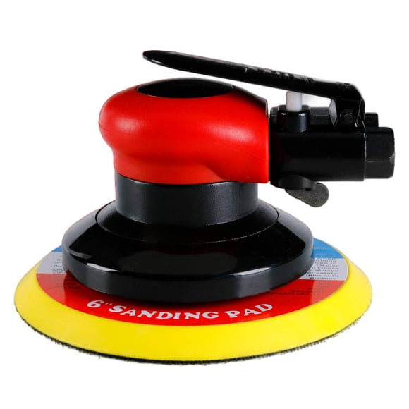 Ponceuse Orbitale Aléatoire à Air Professionnelle, Ponceuse Paume Pneumatique à Double Action Robuste (6 Pouces, Rouge)