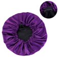 thumbnail image 5 of Women Flat Adjusting Button Adjustable Night Hat Round Headwear Haircare Ceremony Satin Hair Cap BURGUNDY, 5 of 7