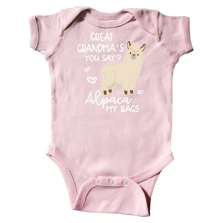 

Inktastic Great Grandma s You Say Alpaca My Bags Gift Baby Boy or Baby Girl Bodysuit
