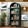 thumbnail image 3 of WOOW DEPOT 73.6" Tempered Glass Arched Display Cabinet Heavy Duty 4-Tier Metal Curio Cabinet w/ Adjustable Dual Doors Shelves Kitchen Office Shelving Unit, 3 of 9