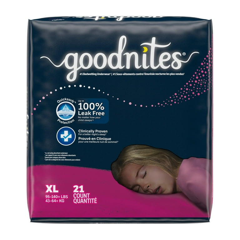 GoodNites 女の子【XLサイズ】未開封 Goodnites Bedwetting Underwear for Girls, XL (95-140+ lbs