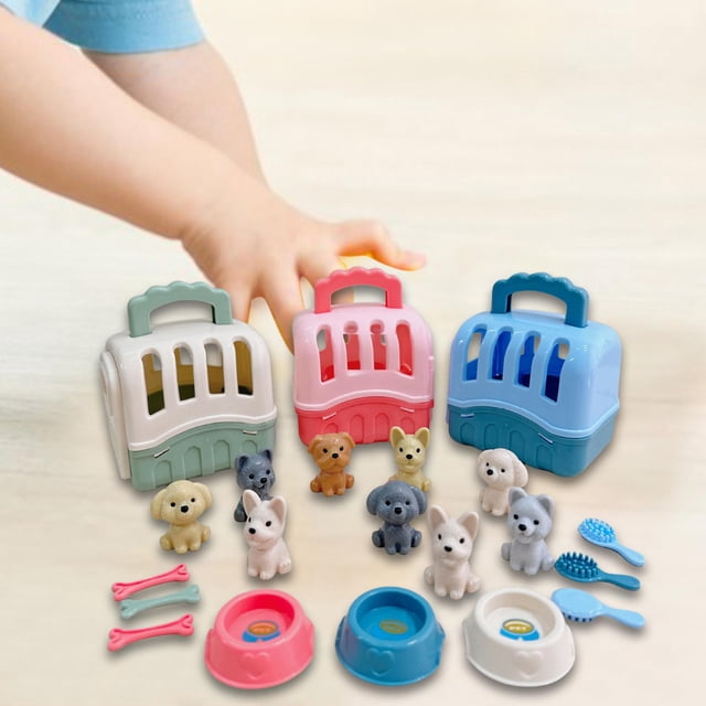 Juego de 24 juguetes de rol para el cuidado de mascotas y cuenco de alimentación, accesorios para muñecas, juguetes de simulación para niños, niñas y