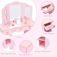 thumbnail image 3 of Bingirl Vanity Set with Mirror Storage Drawers Wooden Accessories and Stool, 3 of 7