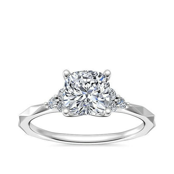 0.65 Carat Cushion Shape Genuine Diamond Radiating Halo Design Wedding Ring for Bride Solid 14K White Gold Size 7