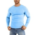thumbnail image 3 of ZCFZJW Muscle Fit T-Shirts for Men Casual Stretchy Long Sleeve Basic Crewneck Pullover Tops Trendy Slim Fit Breathable Athletic Tees Shirt Light Blue S, 3 of 6