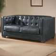 thumbnail image 3 of Crafters and Weavers Tuxedo Contemporary Italian Leather Loveseat in Slate, 3 of 7