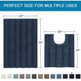 thumbnail image 2 of Bathroom Rugs Bath Rug Set 2 Piece Bathroom Contour Rug Toilet Mat Sets Non Slip Contour Bath Rug Ultra Thick Water Absorbent Striped Bath Mats Washable(36" x 24" Plus 20" x 24" U, Navy), 2 of 6