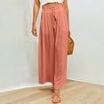 thumbnail image 5 of ABATAB Women's Summer Palazzo Pants Loose Fit Wide Leg Pants High Waist Drawstring Beach Vacation Casual Trousers with Pockets, 5 of 7