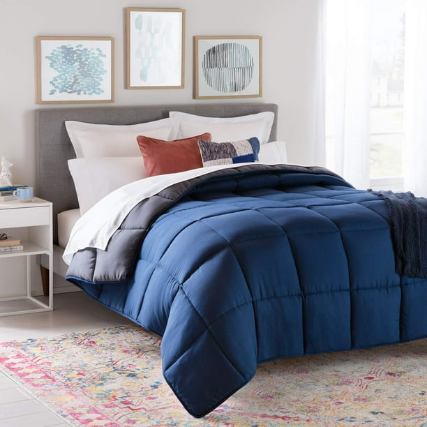 Inserto de edredón y edredón Linenspa reversible King Navy
