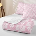 thumbnail image 4 of Homewish Ghost Face Checkered Twin Quilt Set, Halloween Spooky Grid Twin Coverlet Set, Light Pink White, 2pcs 1 Bedspread and 1 Pillowcase, 4 of 7