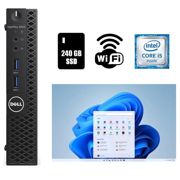 Restored Dell OptiPlex 3050 Micro Core i5 Desktop Computer 8GB RAM 240GB SSD Wi-Fi Windows 11 Pro (Refubrished) (Refurbished)