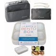 thumbnail image 1 of Bento-Box with Lunch Bag and Ice Pack Set. Containers for Kids Adults Boys Girls Snacks and Lunches. 4 Compartments, Leakproof Portion Container Boxes Insulated Bags for School, Grey, 1 of 5
