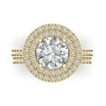 thumbnail image 2 of 2.68 ct Brilliant Round Cut White Sapphire 14K Yellow Gold Halo Solitaire with Accents Engagement Bridal Wedding Ring Band Set size 4.25, 2 of 7