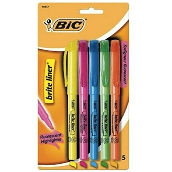 Bic Brite Liner Chisel Tip Highlighter Assorted Colors (Pack of 2)