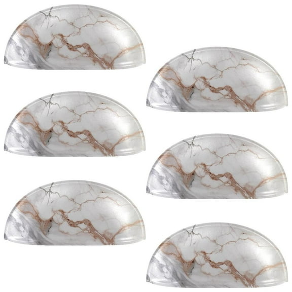 HemaKayy 6 Pack 3.5" Decorative Cabinet Knobs - Elegant ABS Glass Cup Handles for Home Furniture Decor - Dresser Drawer Door Pulls - Perfect for Kitchen Bedroom - Unique Marble Texture