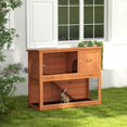 thumbnail image 2 of PawHut Wooden Rabbit Hutch with Trays, Ramp, Asphalt Roof, 2 of 10
