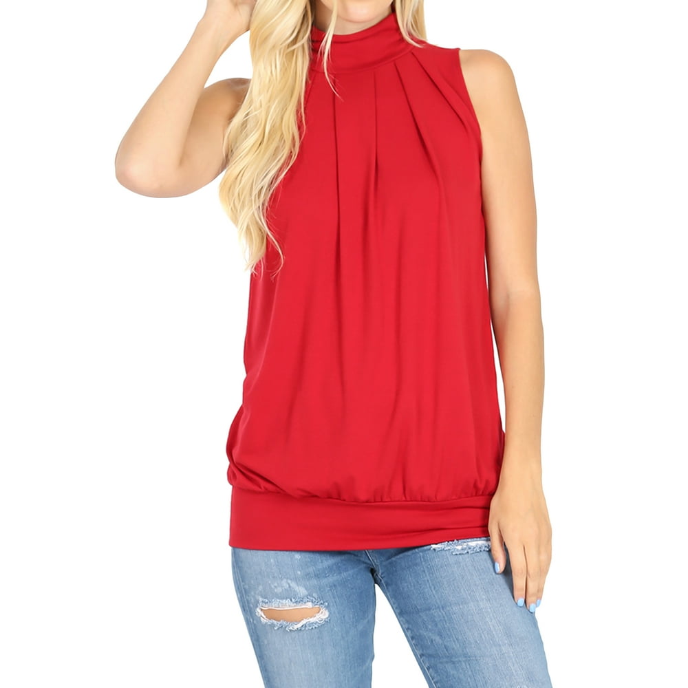 red mock turtleneck sweater