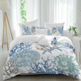 thumbnail image 2 of Blue Teal Coastal Bedding 3 Piece Duvet Cover Set Twin Size, Summer Beach Nautical Coral Starfish Soft Microfiber Comforter Cover with Zipper Closure & Pillowcases, FadeResistant Quilt Cover, 2 of 9
