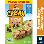 Quaker Chewy Granola Bar, Peanut Butter Chocolate Chip Flavor, 18 Count Granola Bars
