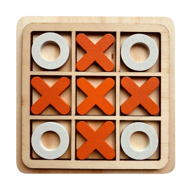Wooden Tic-Tac-Toe Board Game, Educational Strategy Toy for Kids, Portable Design for Travel & Family Fun, Enhances Problem-Solving & Social Skills