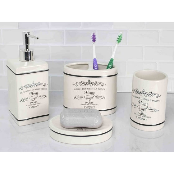 Home Basics 4Piece Paris Bathroom Accessory Set
