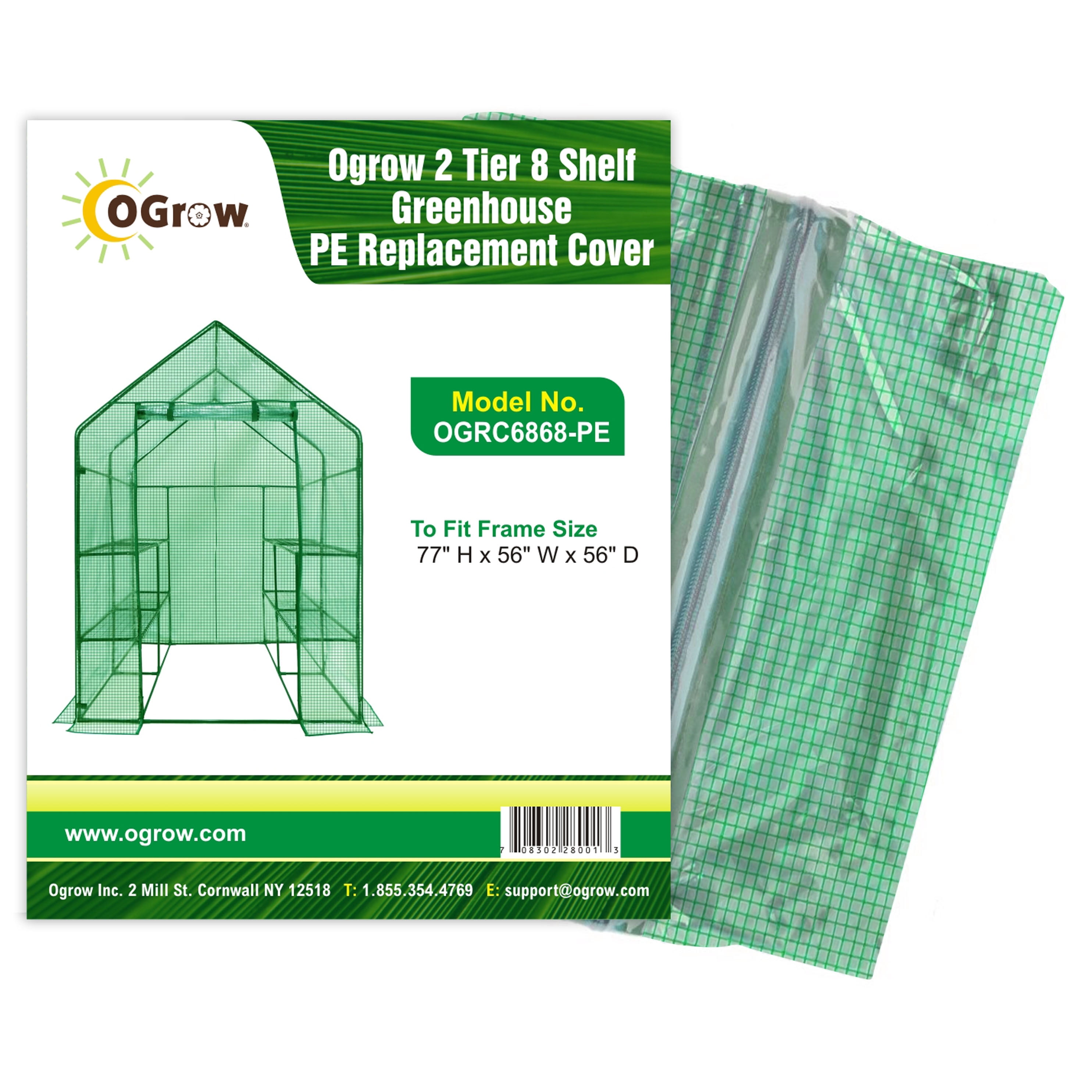 2 Tier 8 Shelf Greenhouse PE Replacement Cover To Fit Frame Size 77