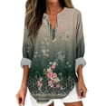 thumbnail image 1 of WEAIXIMIUNG T-Shirts Graphiques pour Femmes T-Shirts Amusants Humour Adulte Femmes Vintage Imprimé Floral Col en V Manches Longues Chemise Décontractée, 1 of 4