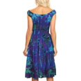 thumbnail image 2 of Sakkas Alba Women's Off The Shoulder Smock Ruffle Midi Dress Tie Dye & Embroidery - Purple / Turquoise - One Size Regular, 2 of 5
