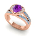 thumbnail image 2 of Diamond-Capitals 2.35 Carat Oval Cut Amethyst & Blue Topaz Gemstone Luxurious Engagement Ring for Ladies Solid 18K Rose Gold Size 5.5, 2 of 8