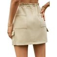 thumbnail image 5 of HUBERY Women Drawstring High Waisted Pocket Solid Color Denim Skirt, 5 of 5