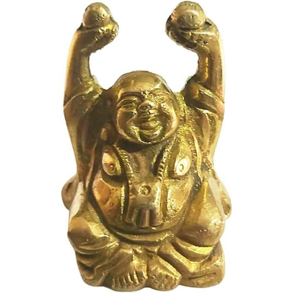 PARIJAT HANDICRAFT Brass Laughing Buddha Statue Figurines Decoration Collective Sculpture Home Decor Collectible Figurine for Spiritual Room Decor
