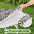 thumbnail image 5 of Black Geometric Diamond Striped Pattern Round Fitted Tablecloth with Elastic Edge,Dining Table Cover Waterproof,Outdoor Round Tablecloth for Camping,Dining,Indoor and Outdoor, 5 of 7