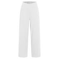 thumbnail image 4 of zaveiop Yoga Pants Women Wide Leg Pants with Pockets High Waist Stretch Dress Casual Sweatpants Petite/Regular/Tall (A-White, XL), 4 of 6
