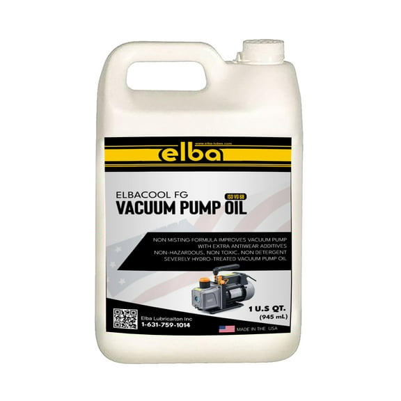ELBACOOL FG Vacuum Pump Oil ISO VG 68, Synthetic, HYDROTREATED, Clear, 1 GL Pack WIDELY Compatible for Fluid Pump, Automotive, Electrical, and Mechanical Systems. Made in USA