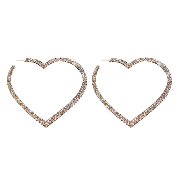 EeaseMX 1 par de pendientes de diamantes de imitación con forma de corazón (plata)