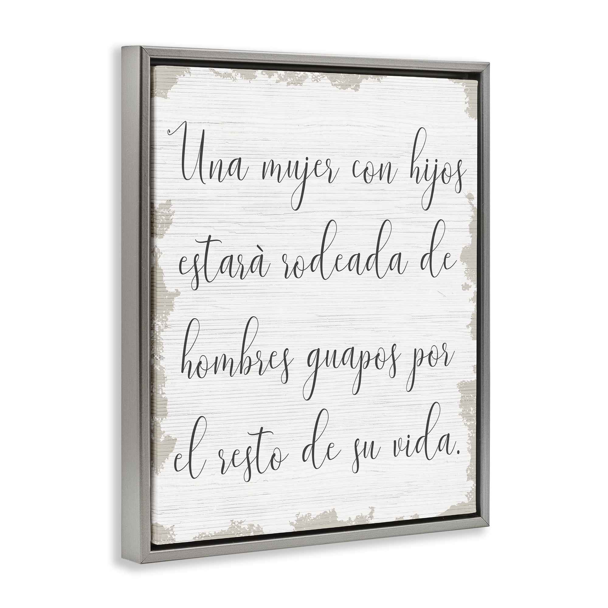 Stupell Industries Rodeada de Hombres Guapos Inspirational Quotes & Sayings Painting Gray Floater Framed Art Print Wall Art, 25 x 31