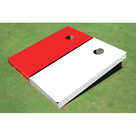 White And Red Solid Cornhole Boards