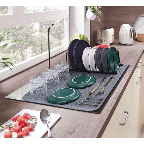 Alfombrilla de silicona para secar platos MODENGKONGJIAN, resistente al calor, verde